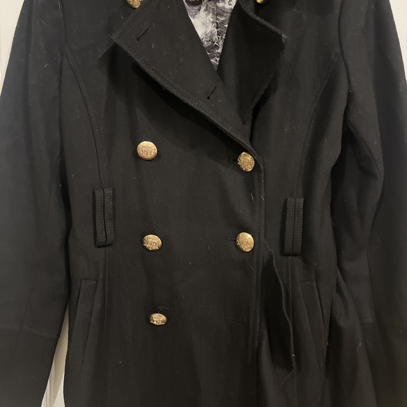 Guess Black Wool Pea Coat,‎ Pirate-core, Preppy - Picture 2 of 12